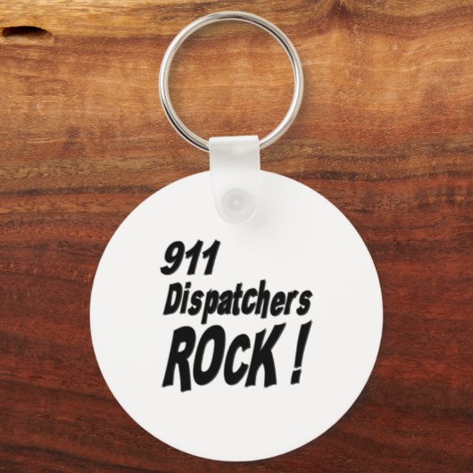 911 Dispatchers Rock! Button Sleutelhanger (Voorkant)