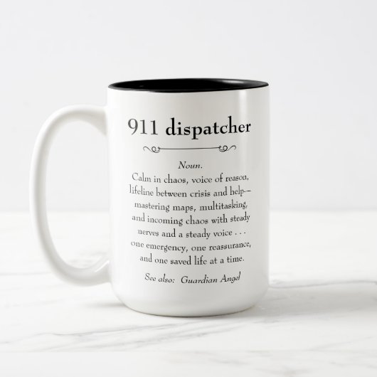911 Emergency Dispatcher Appreciation Gift Tweekleurige Koffiemok (Links)