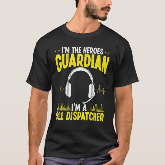 911 Fire and Police Dispatcher Gold Line Emergency T-shirt (Voorkant)