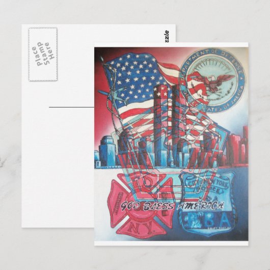 911 God Bless America Briefkaart (Voorkant / Achterkant)