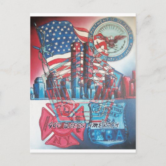 911 God Bless America Briefkaart (Voorkant)