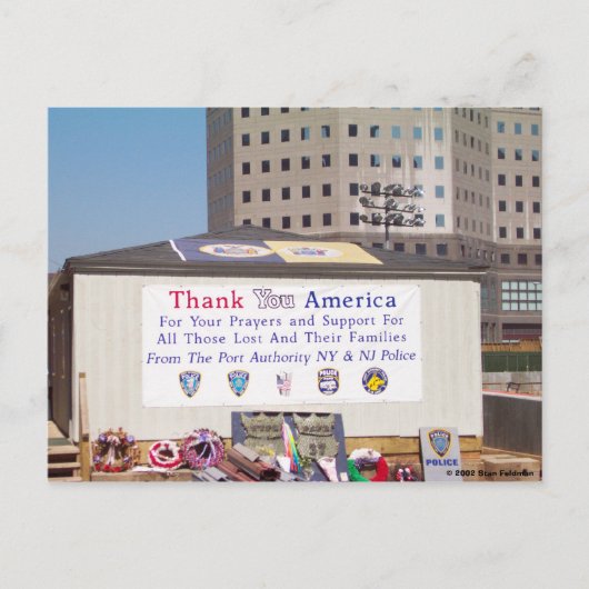 911 Ground Zero - Dank u Amerika Briefkaart (Voorkant)