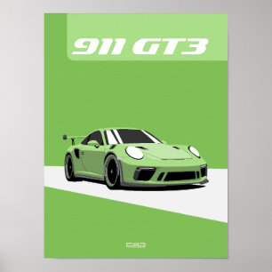 911 GT3 Poster – Green Track Car