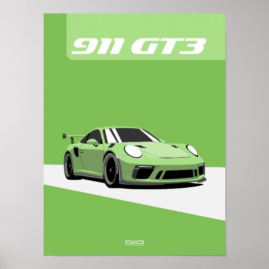 911 GT3 Poster – Green Track Car (Voorkant)