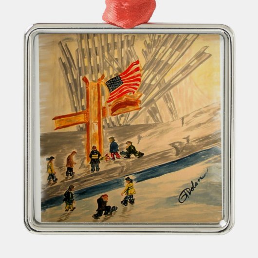 911 Heroes Premium Square Ornament (Voorkant)