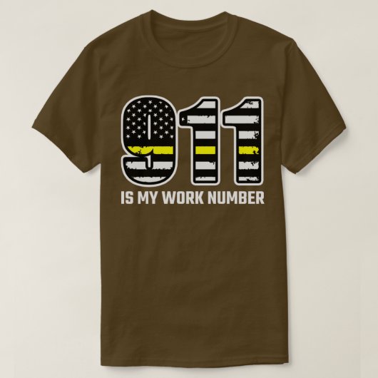 911 is mijn werknummer in Gold Line 911 Dispatche T-shirt (Design voorkant)