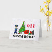 911 Kerstman is down Kerstkaart Kaart (Gele Bloem)