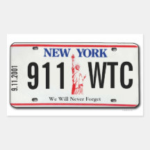 911 Memorial NY Licentie Bord Sticker 1