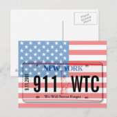 911 Memorial NY Licentie Bord Vlag Briefkaart (Voorkant / Achterkant)