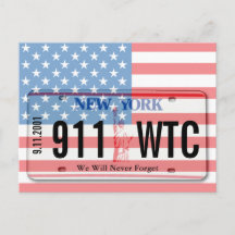 911 Memorial NY Licentie Bord Vlag Briefkaart