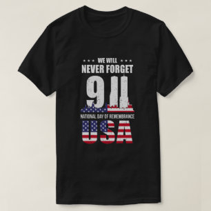911 Memorial Vergeet nooit 2001 Vlag patriotten va T-shirt