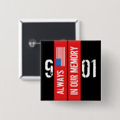 911 Memorial Zwarte Rode Plein Button (Voorkant /achterkant)