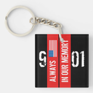 911 Memorial Zwarte Rode Sleutelhanger