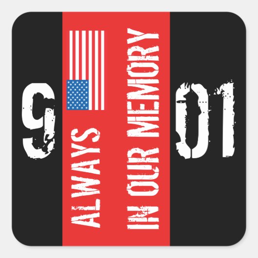 911 Memorial Zwarte Rode Sticker (Voorkant)