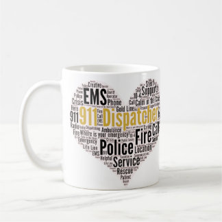 911 Mok van de Dispatcher Word Cloud Coffee