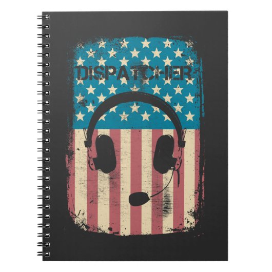 911 Operationele zender Retro American Flag Notitieboek (Voorkant)