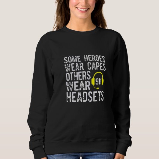 911 Operator Heroes Draag headsets Dispatcher Trui (Voorkant)