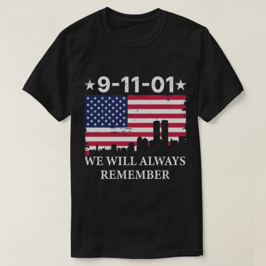 911 Patriot Day - We zullen het altijd onthouden T-shirt (Design voorkant)
