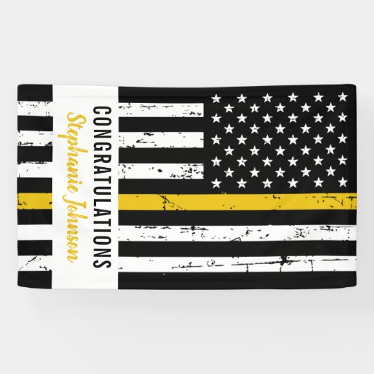 911 Politie-expediteur Thin Gold Line Party Spandoek (Horizontaal)