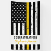 911 Politie-expediteur Thin Gold Line Party Spandoek (Verticaal)