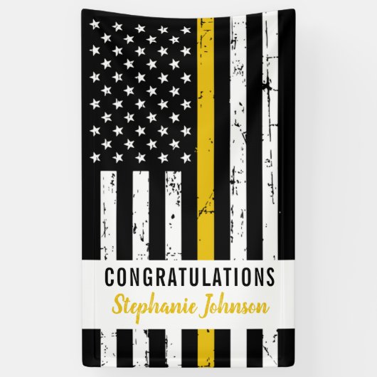 911 Politie-expediteur Thin Gold Line Party Spandoek (Verticaal)