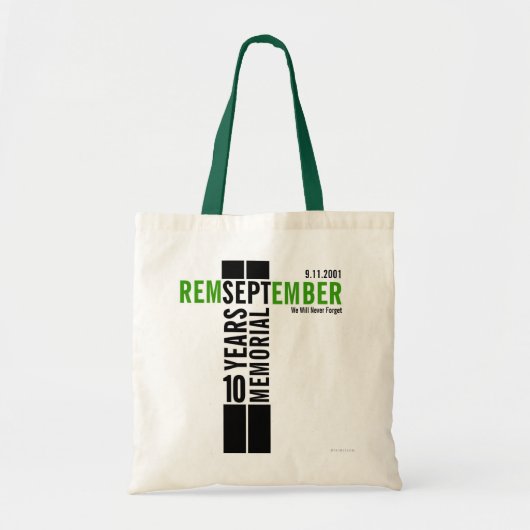 911 Remember 10 Years Memorial Bag Green Tote Bag (Voorkant)