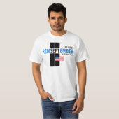 911 Remember September 11 Vlag Blauw T-shirt (Voorkant volledig)