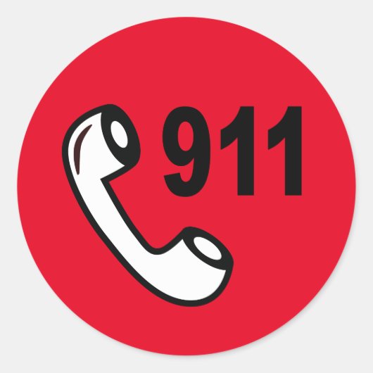 911 RODE TELEFOONNUMMER VOOR NOODGEVALLEN MEDISCHE RONDE STICKER (Voorkant)