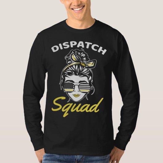 911 Squad Dispatcher Thin Yellow Line Dispatch Ame T-shirt (Voorkant)