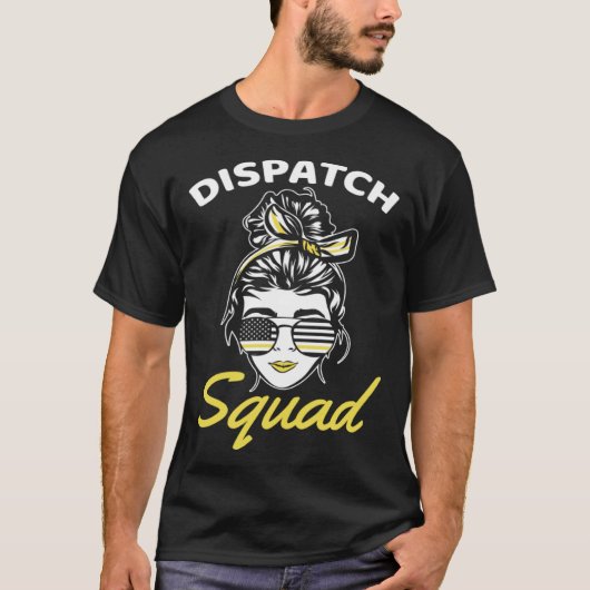 911 Squad Dispatcher Thin Yellow Line Dispatch Ame T-shirt (Voorkant)