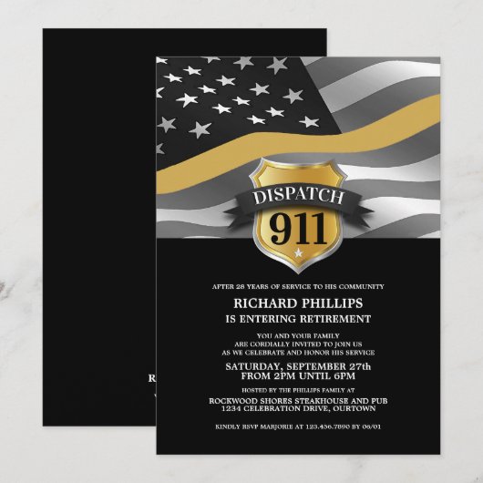 911 Uitnodigingen van de partij bij ontslag (Voorkant / Achterkant)