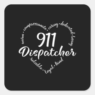911 verzender, antwoordapparaat, politie, dunne bl vierkante sticker