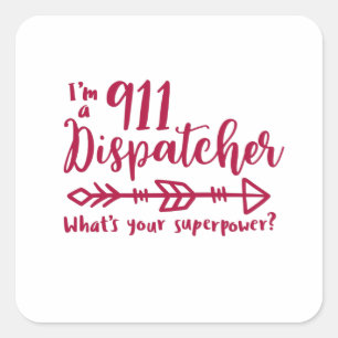 911 verzender, antwoordapparaat, politie, dunne bl vierkante sticker
