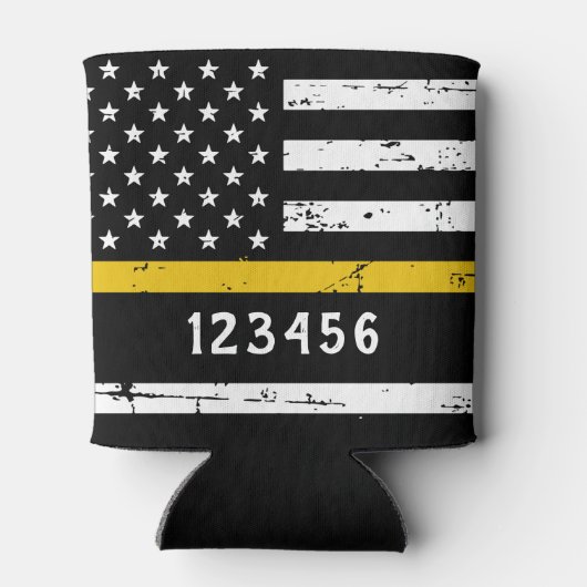 911 Verzender op maat gepersonaliseerd thin Gold L Blikjeskoeler (Achterkant)