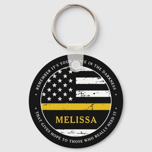 911 Verzender op persoonlijke titel Thin Gold Line Sleutelhanger (Voorkant)