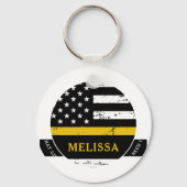 911 Verzender op persoonlijke titel Thin Gold Line Sleutelhanger (Achterkant)