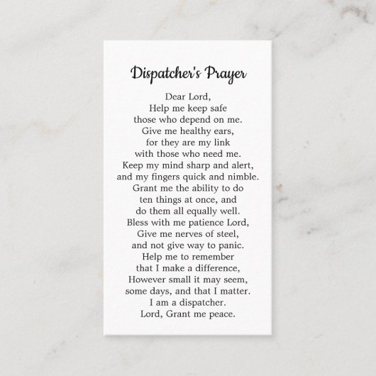 911 Verzender Prayer Thin Gold Line Visitekaartje (Voorkant)