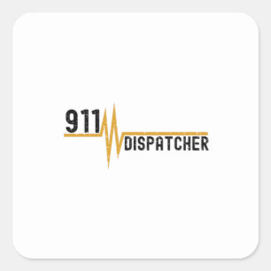911 verzender thin gold line hartslag vierkante sticker