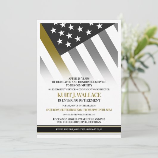 911 Verzending binnen de Gold Line Flag Retirement Kaart (Staand voorkant)