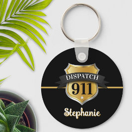 911 Verzending Gouden Badge Gepersonaliseerd Sleutelhanger
