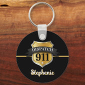 911 Verzending Gouden Badge Gepersonaliseerd Sleutelhanger (Voorkant)