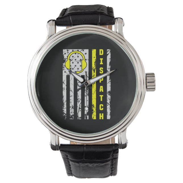 911 Verzendverlener Thin Gold Line Dispatcher Horloge (Voorkant)