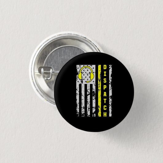 911 Verzendverlener Thin Gold Line Dispatcher Ronde Button 3,2 Cm (Voorkant /achterkant)