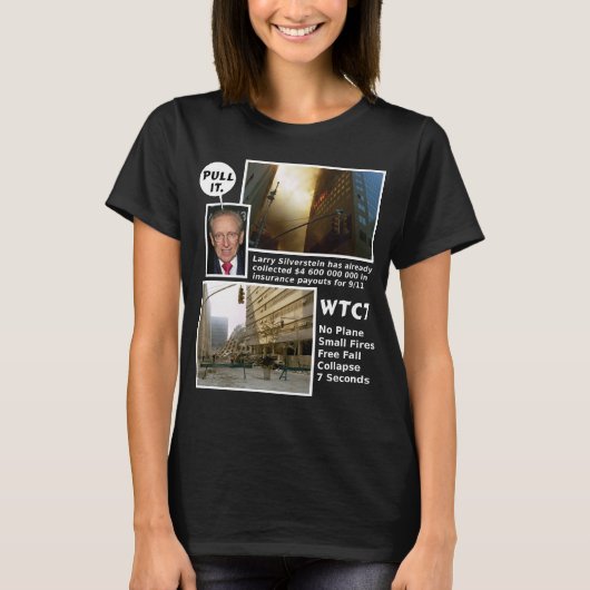 911 Waarheid WTC7 Pull It donkere t-shirt (Voorkant)