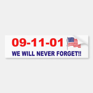 911 We zullen nooit Bumpersticker vergeten