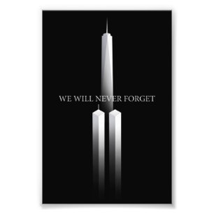 911 We zullen nooit Jubileum Twin Towers vergeten Foto Afdruk