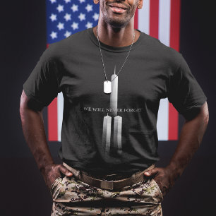 911 We zullen nooit Jubileum Twin Towers vergeten T-shirt