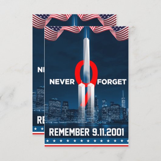 911 We zullen nooit vergeten te herinneren 9.11.20 Bedankkaart (Voorkant / Achterkant)