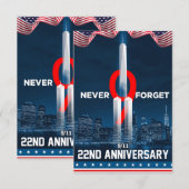 911 We zullen nooit vergeten te herinneren 9.11.20 Bedankkaart (Voorkant / Achterkant)