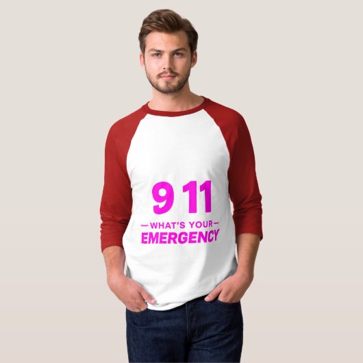 “911 What’s Your Emergency” Bold Pink Streetwear  T-shirt (Voorkant volledig)